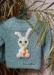 Ръчно изплетена детска блузка с апликация "Зайче с морков"