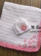 Комплект за бебе - Плетена пелена и шапка - Момиче
