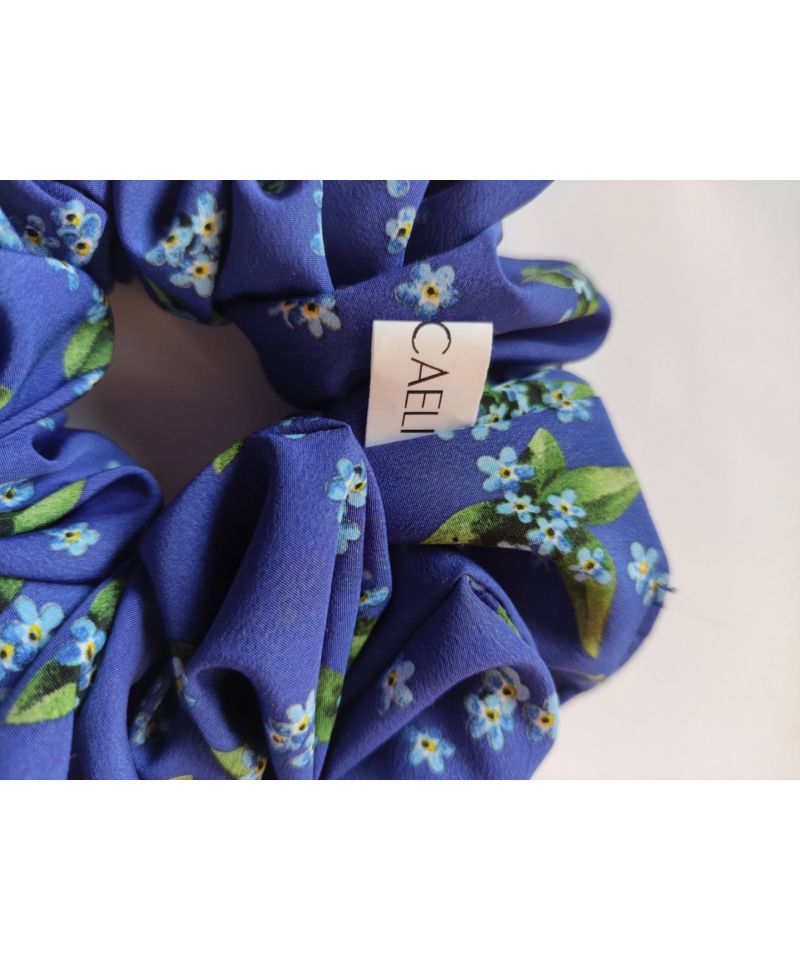 XL Синьо скрънчи за коса с цветя
