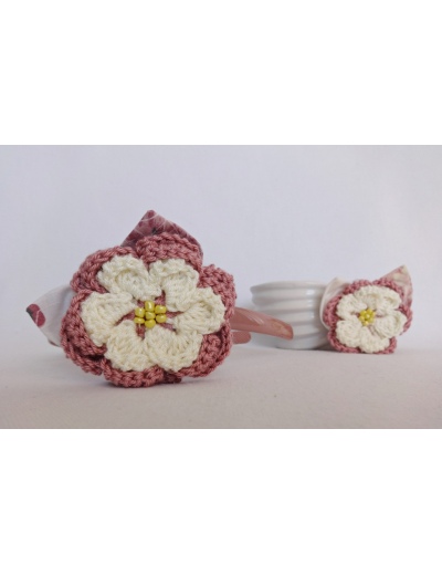 Нежен сет за фотосесия - диадема и брошка „Пепел от рози“ с 3D цветя