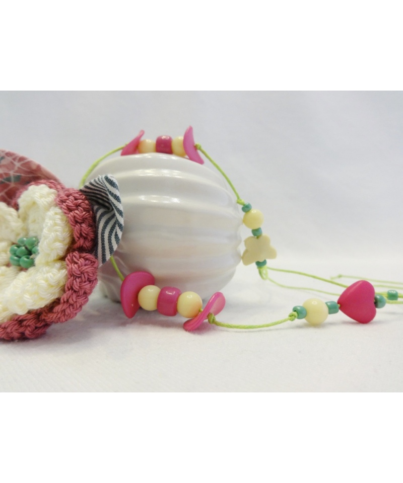 Ръчно правен сет от диадема и ластик за коса с 3D цветя „Малинов шепот“