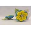 Дизайнерски щипки за коса с цвете "Летен изгрев" в жълто и синьо