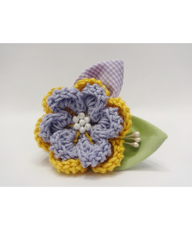 Две сладки ластичета за коса с копринено 3D цвете „Слънце и лавандула“