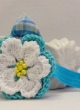 Детско колие „Морски полъх“ с копринено 3D цвете в синьо и бяло